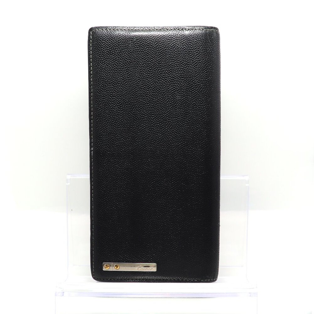 Cartier Paris Long Wallet Black Leather Bifold Organizer 12 Card Slots – Vintage